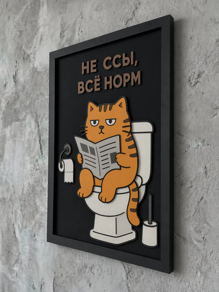Панно из МДФ «кот на унитазе»