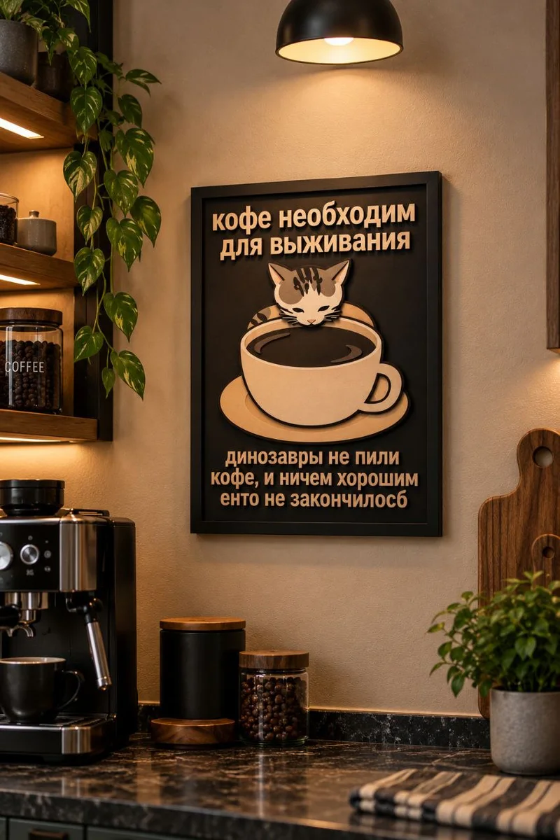 Панно из МДФ «Кофе необходим для выживания»