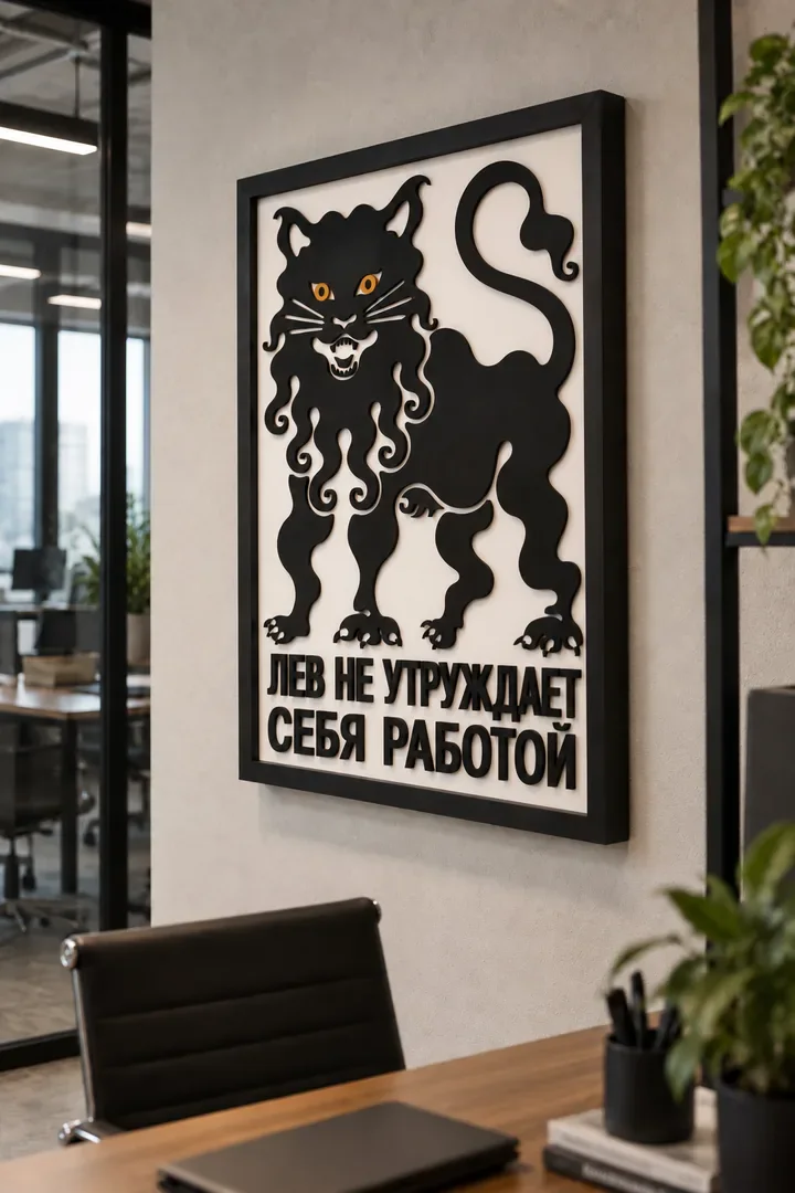 Панно из МДФ «Лев не утруждает себя работой»