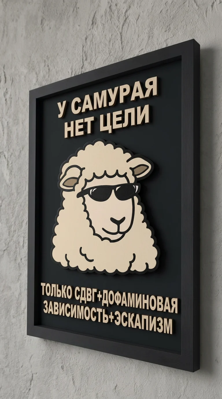 Панно из МДФ «У самурая нет цели, только СДВГ»