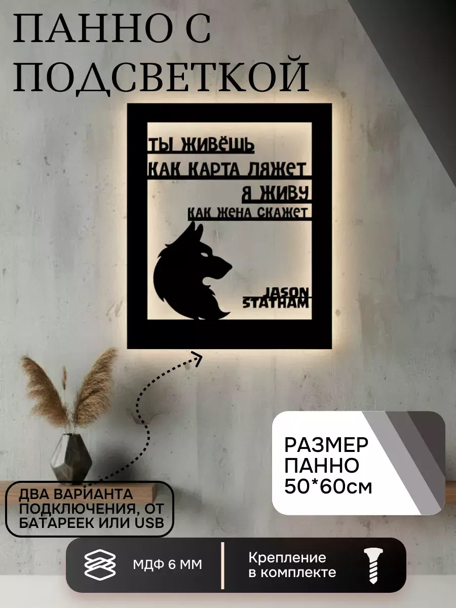 Панно с подсветкой "Карта ляжет"