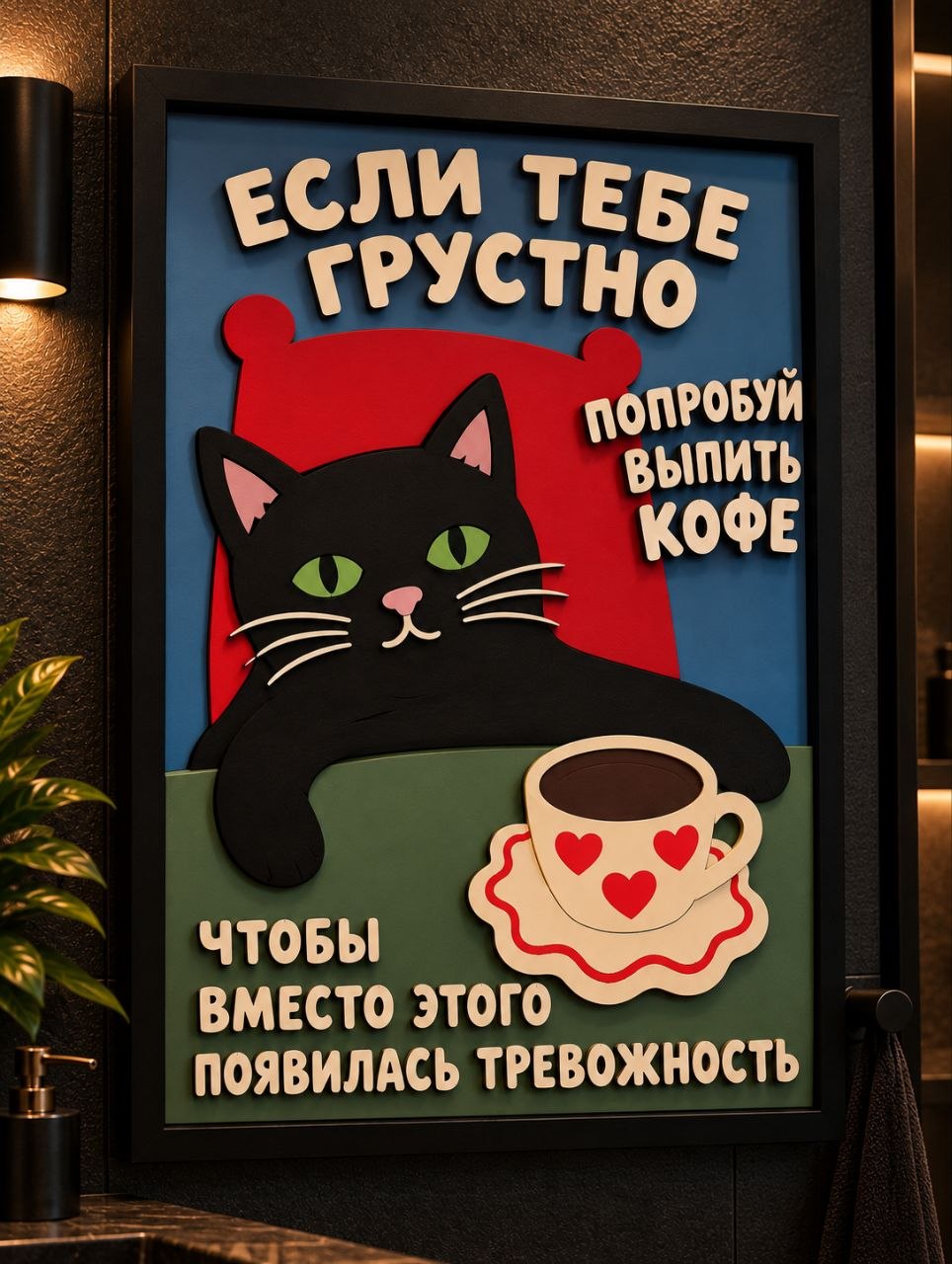 Панно из МДФ «Попробуй выпить кофе»